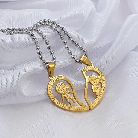 Love Connection Split Heart Necklace Set