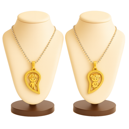 Love Connection Split Heart Necklace Set