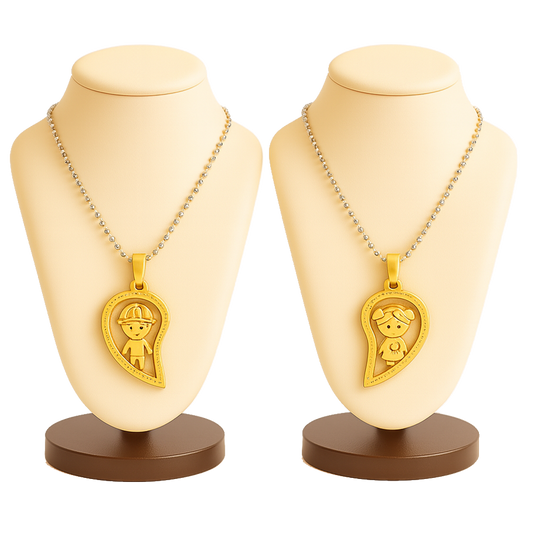 Love Connection Split Heart Necklace Set