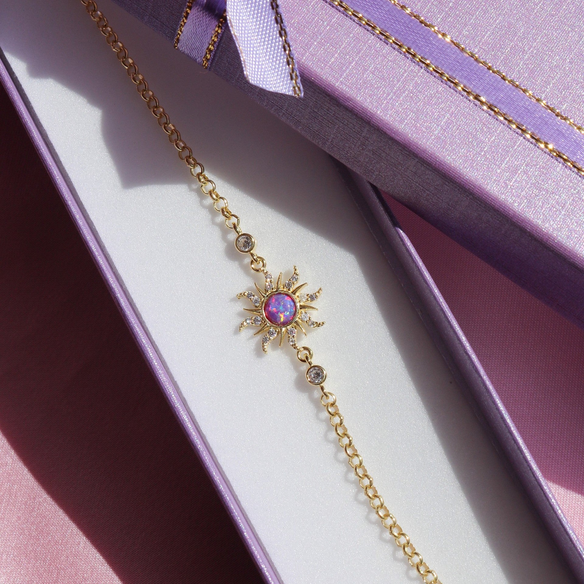 Celestial Bloom – Opal Sunburst Bracelet