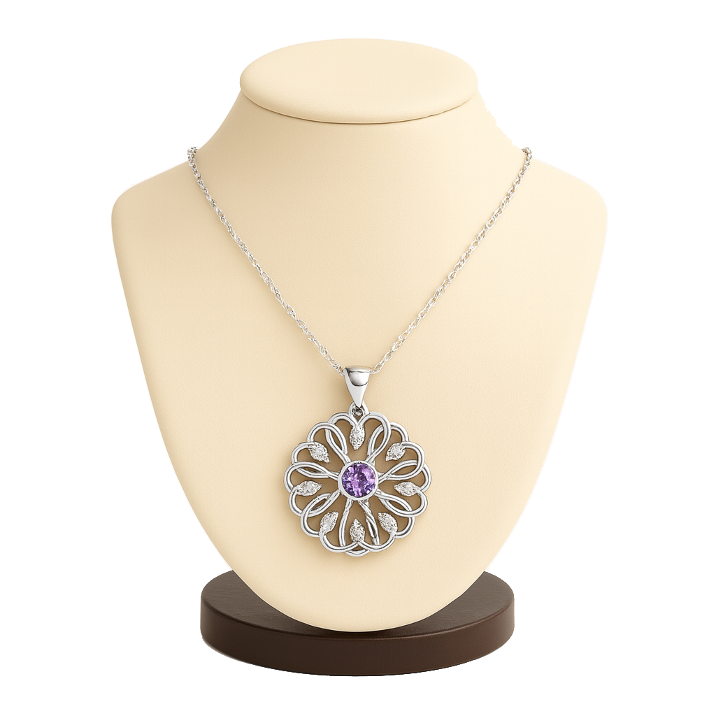 Amethyst Blossom Pendant Necklace
