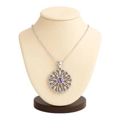 Amethyst Blossom Pendant Necklace