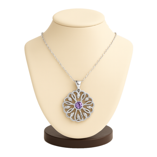 Amethyst Blossom Pendant Necklace