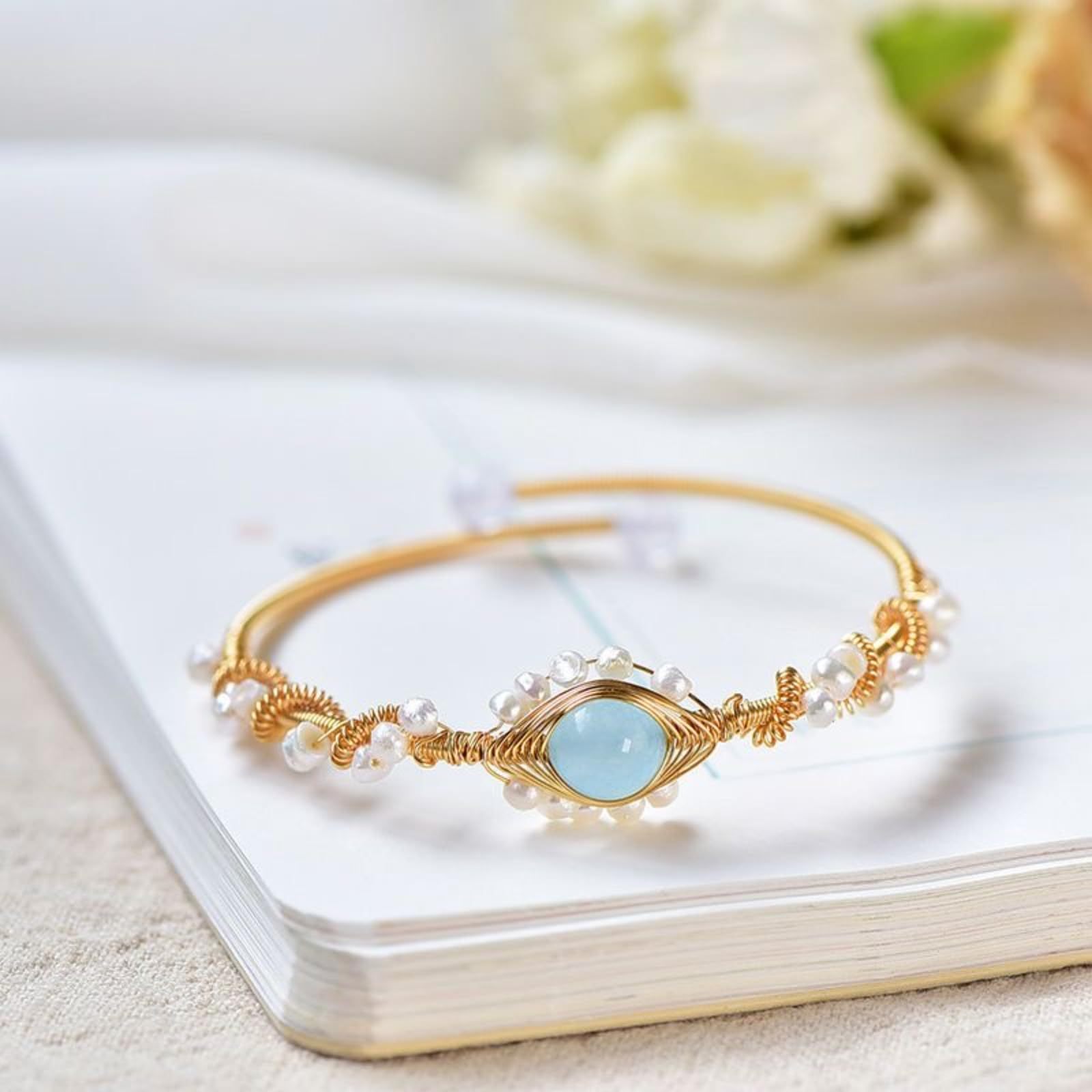Opaline Grace Braided Pearl Cuff