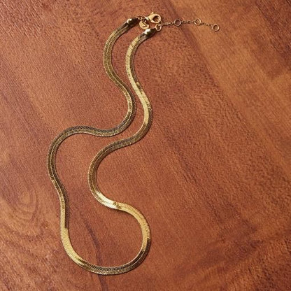 Golden Sleek Herringbone Chain