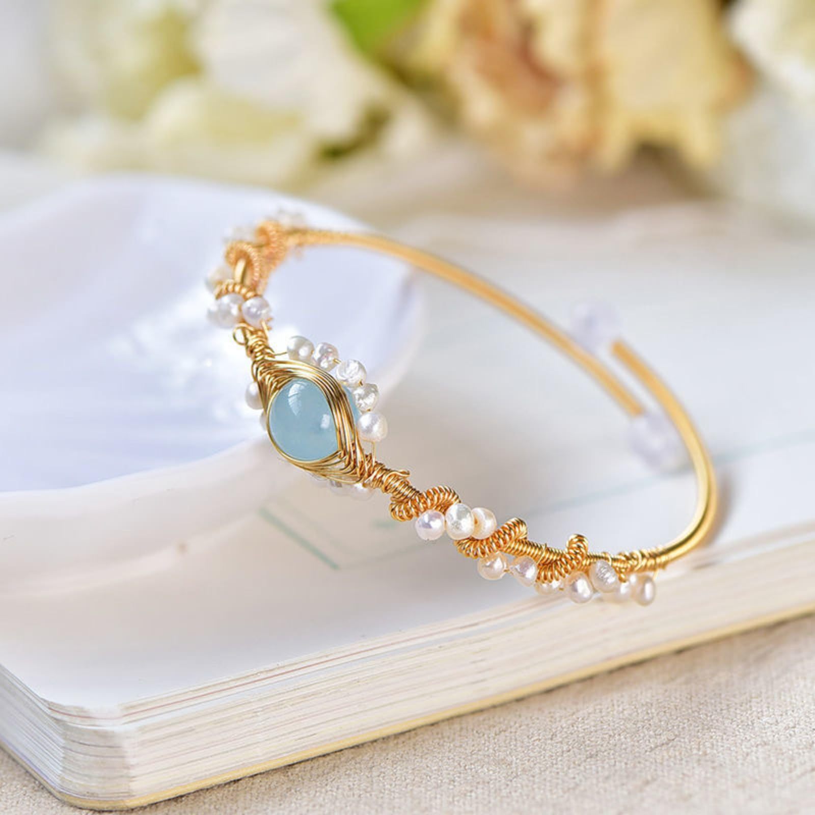 Opaline Grace Braided Pearl Cuff