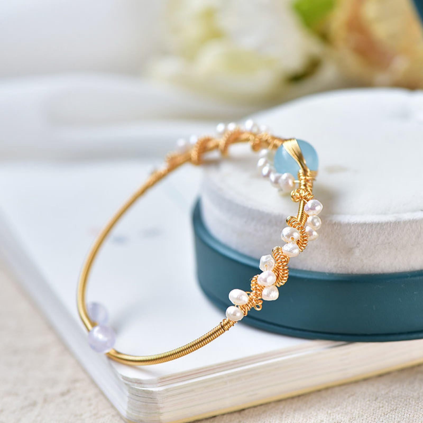 Opaline Grace Braided Pearl Cuff