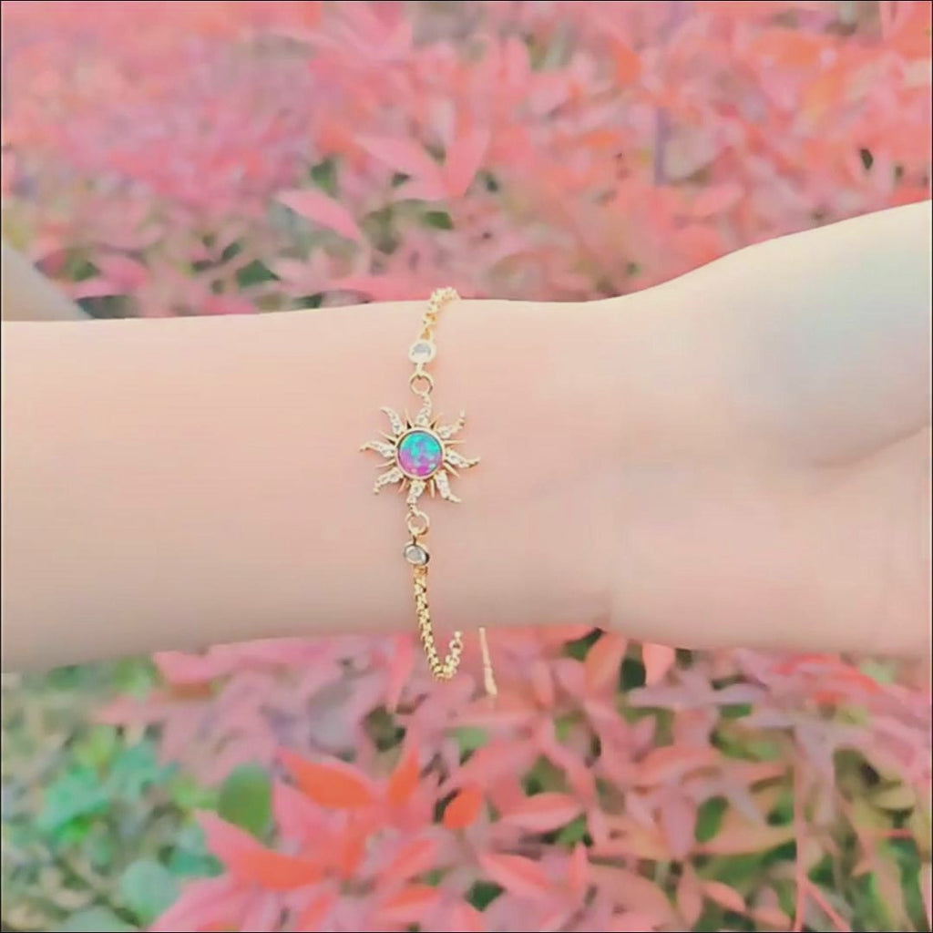 Celestial Bloom – Opal Sunburst Bracelet